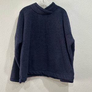 Jane & Bleecker Fleece Sweater Womens Size Large Blue Navy Pullover
